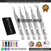 5pcs Professional Complete Best S-Shape Eyelash Extension Tweezers